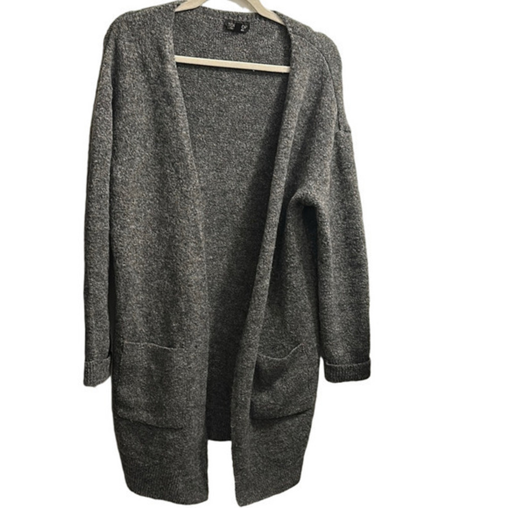 Topshop Gray Cardigan Sweater with Long Sleeves and Relaxed Fit